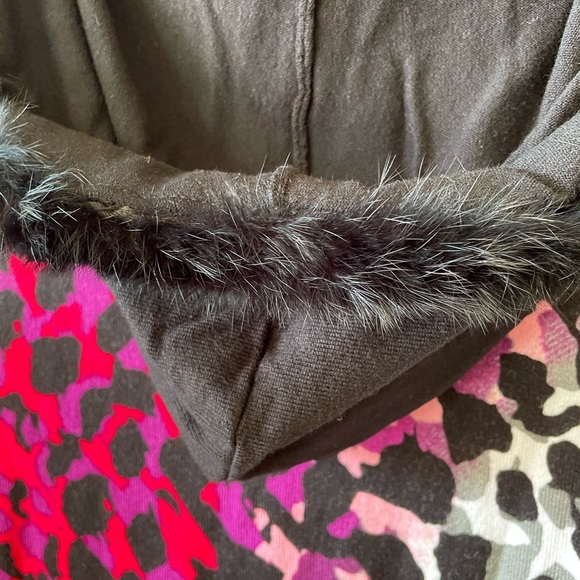 Belldini multicolored hooded sweater with real rabbit fur - Picture 3 of 5